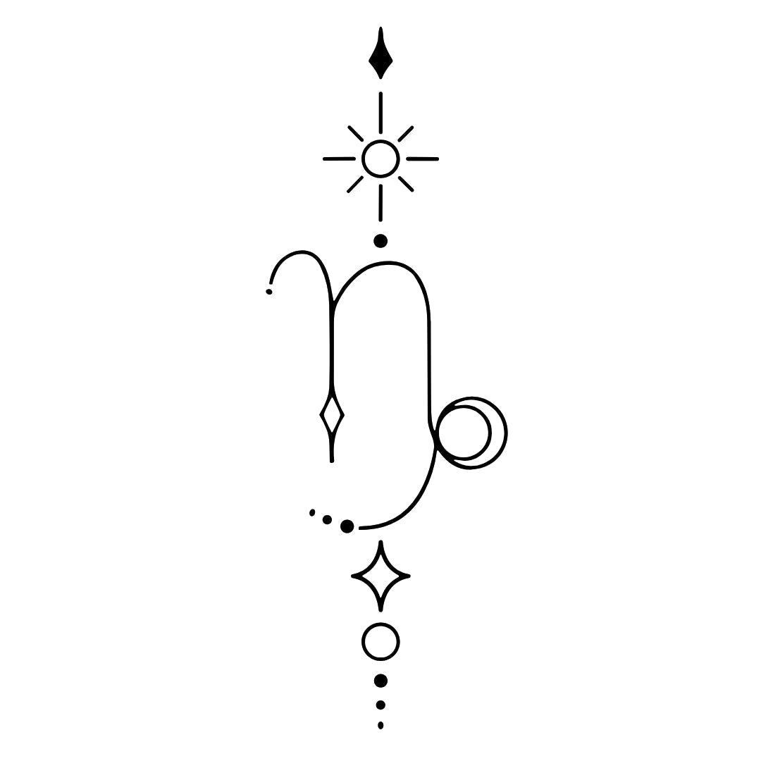 Celestial Capricorn zodiac temporary tattoo - 2 | Temporalis