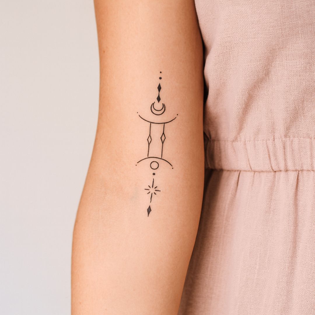 Celestial Gemini zodiac temporary tattoo - 1 | Temporalis