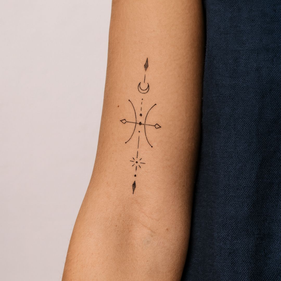 Celestial Pisces zodiac temporary tattoo - 1 | Temporalis
