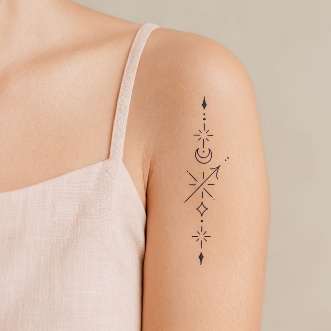 Schütze himmlisches Sternzeichen Tattoo | Temporalis, image size:1080x1080