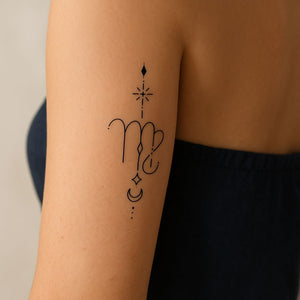 Celestial Virgo zodiac temporary tattoo - 1 | Temporalis