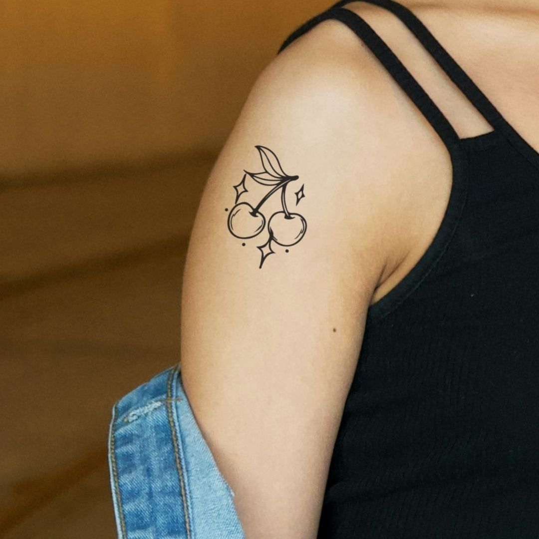 Cherry temporary tattoo with sparkles - 1 | Temporalis