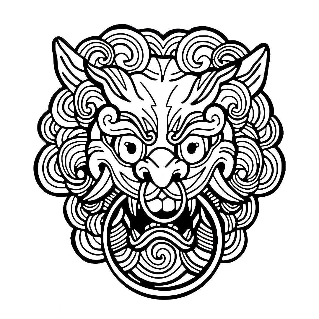 Chinese Guardian Lion Tattoo - 2 | Temporalis
