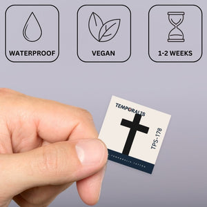 Klassisches schwarzes Kreuz 3 – Temporalis® – Temporäres Tattoo