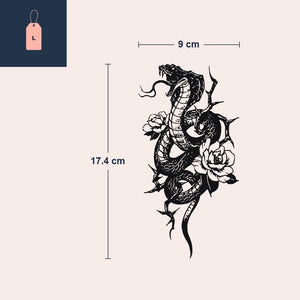 Tatuaggio cobra tra rose e rami spinosi - 4 | Temporalis