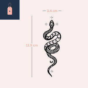 Coiled serpent temporary tattoo with crescent moons - 4 | Temporalis