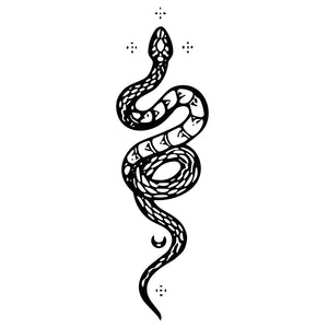 Coiled serpent temporary tattoo with crescent moons - 2 | Temporalis
