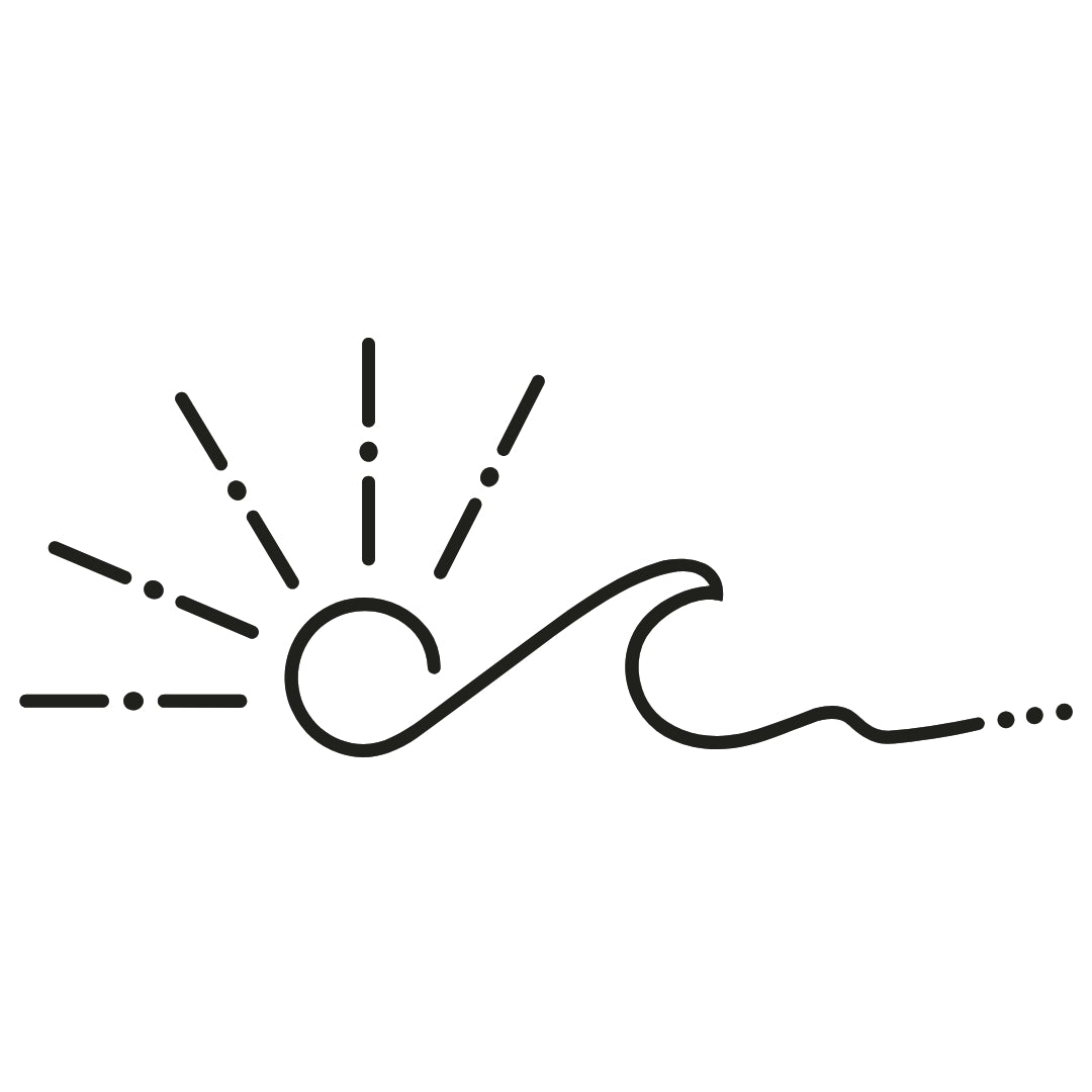 Continuous line wave and sunrise temporary tattoo - 2 | Temporalis