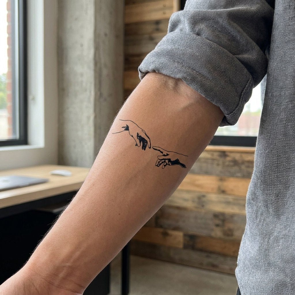 Creation of Adam Hands Tattoo - 1 | Temporalis