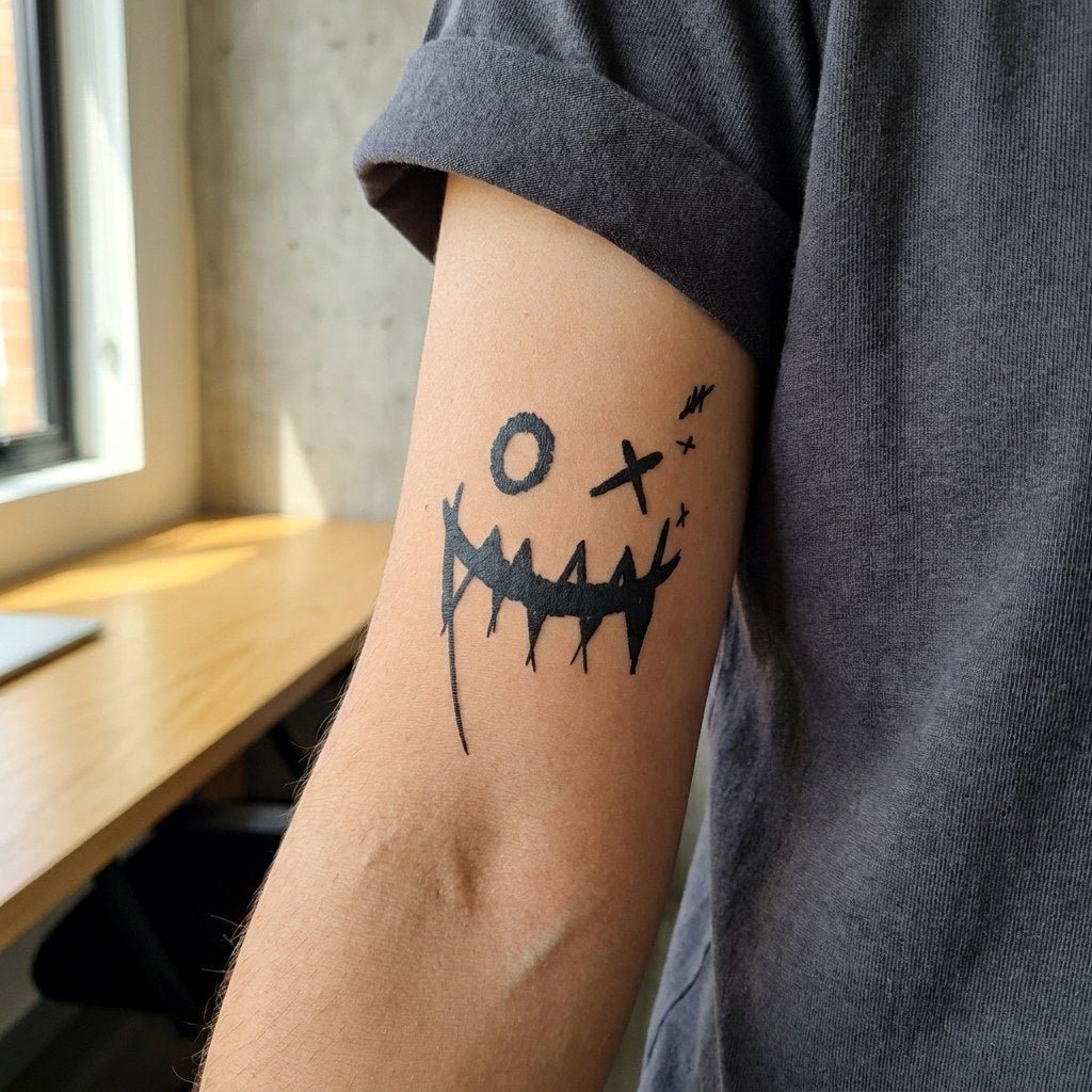 Creepy Joker Smile Tattoo - 1 | Temporalis