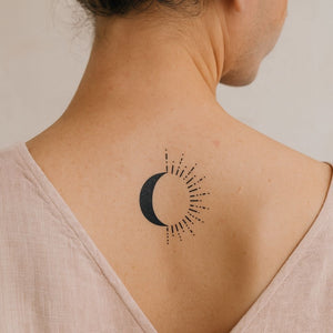 Crescent Moon and Sun Rays Temporary Tattoo - 1 | Temporalis