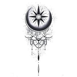 Crescent Moon Compass Star Tattoo - 2 | Temporalis