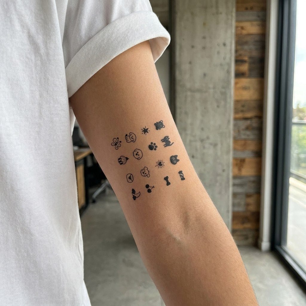 Cute Dog & Friends Mini Pack Tattoo - 1 | Temporalis