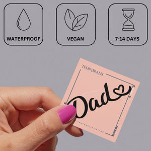 Dad' Script Temporary Tattoo with Heart - 3 | Temporalis