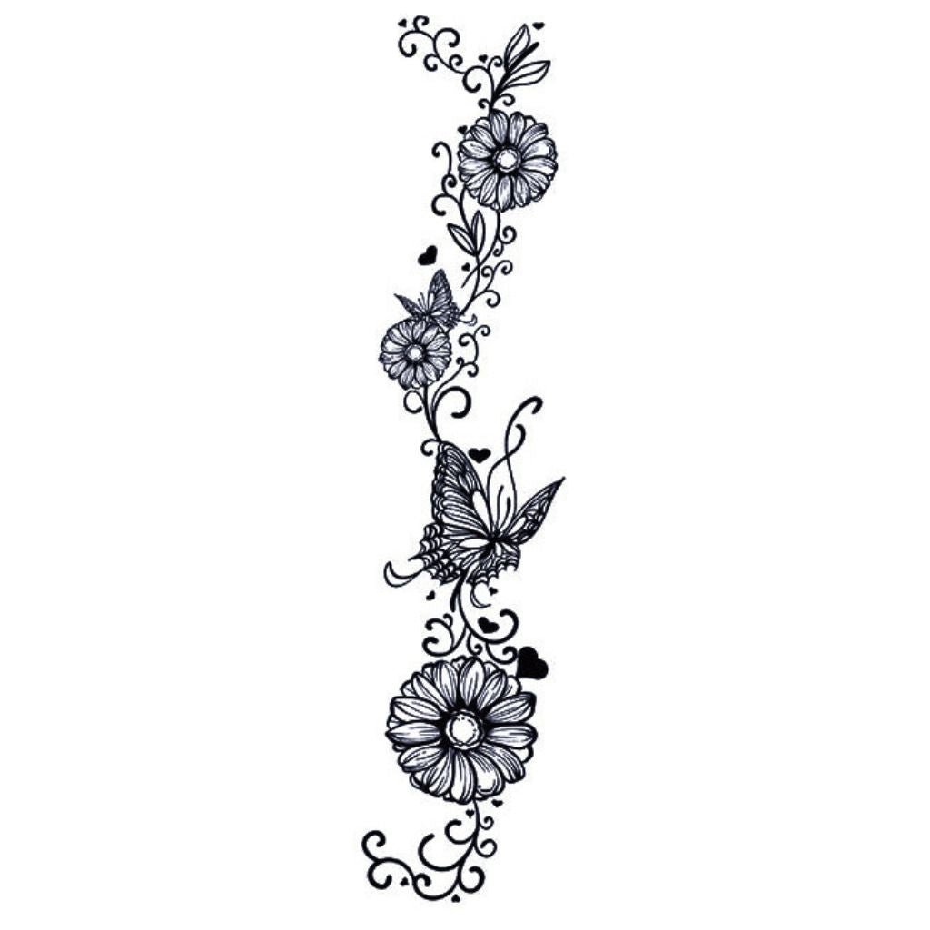 Daisy Vine & Butterfly Tattoo - 2 | Temporalis