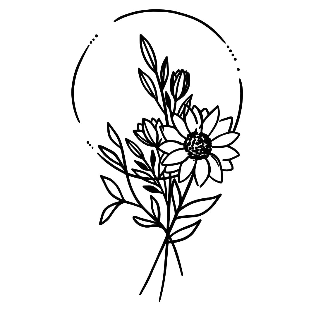 Daisy with circle background temporary tattoo - 2 | Temporalis