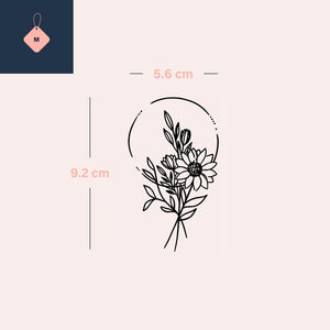 Daisy with circle background temporary tattoo - 4 | Temporalis