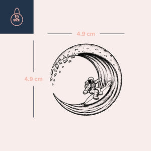 Dotwork Astronaut Surfer Temporary Tattoo - 4 | Temporalis