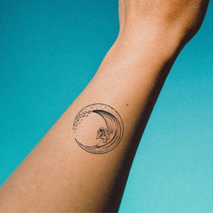 Dotwork Astronaut Surfer Temporary Tattoo - 1 | Temporalis