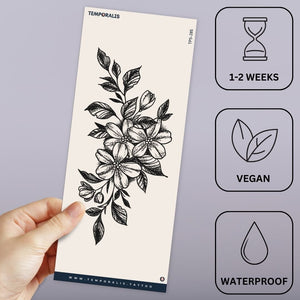 Dotwork flower bouquet temporary tattoo - 3 | Temporalis