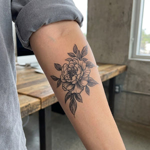 Double Peony Bloom Tattoo - 1 | Temporalis