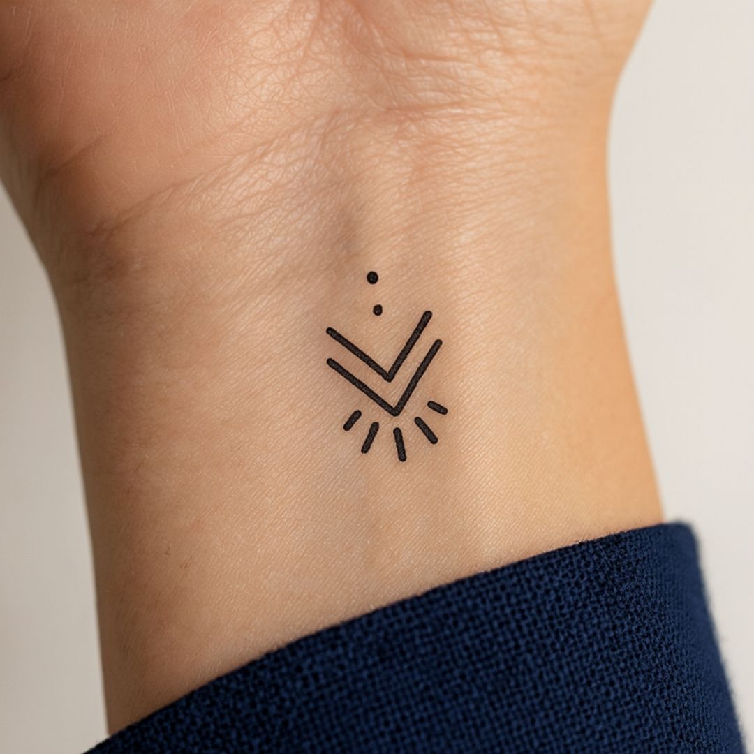 Downward chevrons and light burst temporary tattoo - 1 | Temporalis