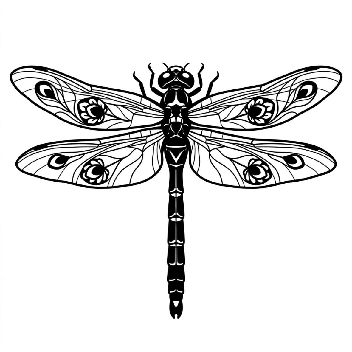 Dragonfly temporary tattoo with floral wings - 2 | Temporalis