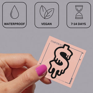 Dripping dollar sign temporary tattoo 4 - Temporalis