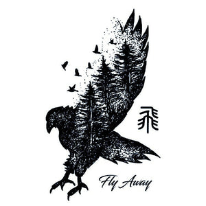 Águila con bosque 2 - Temporalis® - Tatuaje temporal