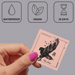 Águila con bosque 3 - Temporalis® - Tatuaje temporal