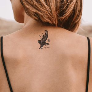 Águila con bosque 1 - Temporalis® - Tatuaje temporal