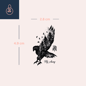 Águila con bosque 4 - Temporalis® - Tatuaje temporal