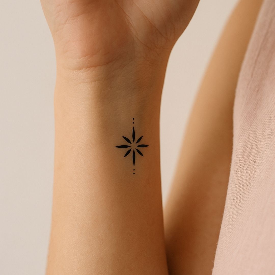 Symbole de l'étoile polaire cosmique tatouage | Temporalis, image size:1080x1080