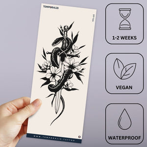 Espada de la Serpiente Encantada 3 - Temporalis® - Tatuaje temporal