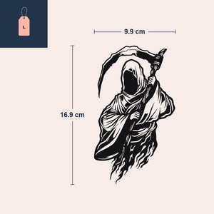 Tatuaggio Morte con la falce impugnata a due mani, effetto xilografia - 4 | Temporalis