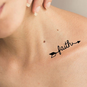 Faith Arrow Script Temporary Tattoo - 1 | Temporalis