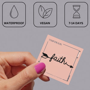 Faith Arrow Script Temporary Tattoo - 3 | Temporalis