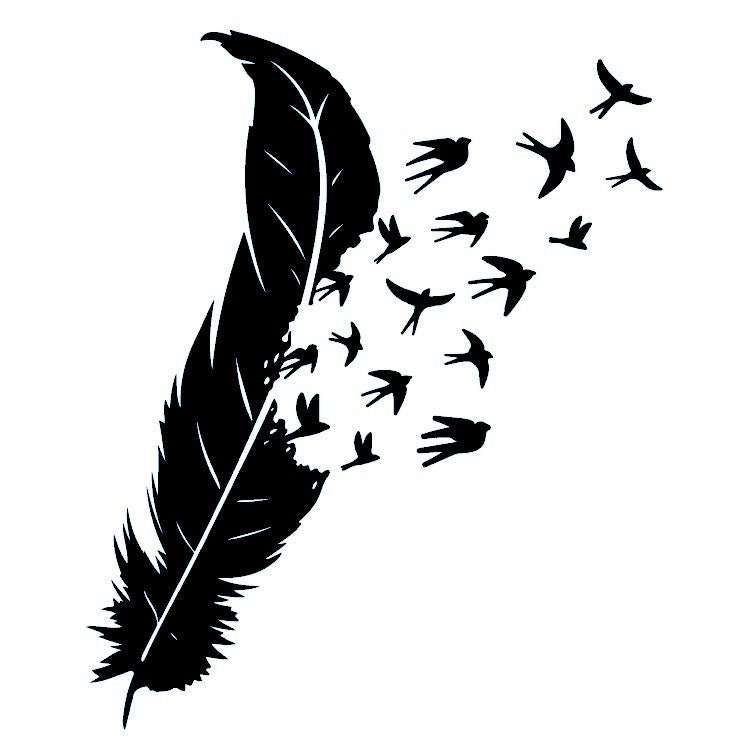 Feather Turning into Birds Temporary Tattoo - 2 | Temporalis