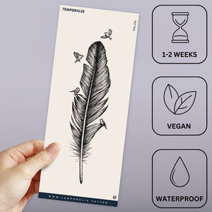 Feather with Birds Temporary Tattoo - 3 | Temporalis