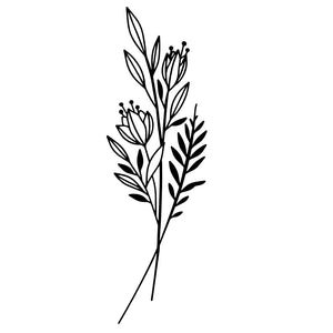 Fine line botanical sprig temporary tattoo - 2 | Temporalis