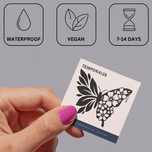 Fine Line Butterfly & Flowers Temporary Tattoo - 3 | Temporalis