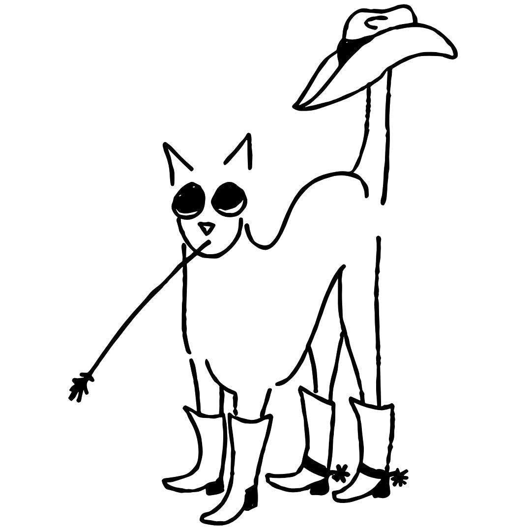 Fine line cowboy cat temporary tattoo with boots - 2 | Temporalis