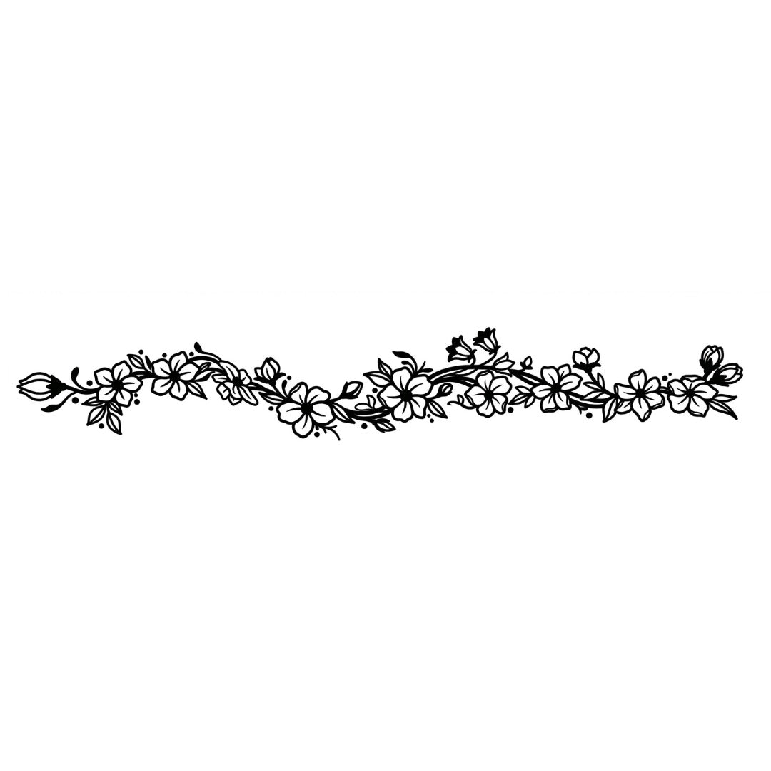 Fine line floral garland temporary tattoo - 2 | Temporalis