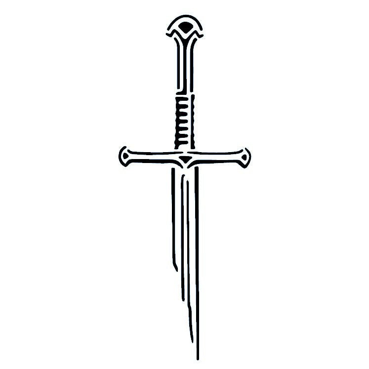 Fine line longsword temporary tattoo - 2 | Temporalis