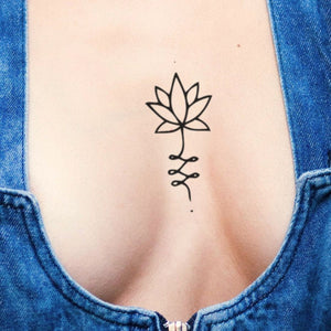 Fine line lotus flower temporary tattoo - 1 | Temporalis