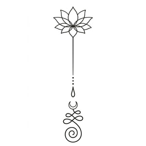 Fine Line Lotus & Ornament Temporary Tattoo - 2 | Temporalis