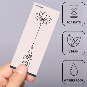 Fine Line Lotus & Ornament Temporary Tattoo - 3 | Temporalis