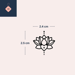 Fine line lotus temporary tattoo with dots - 4 | Temporalis