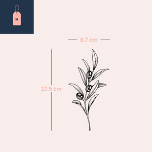 Fine line olive branch temporary tattoo - 4 | Temporalis