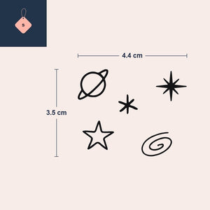 Fine Line Space Doodles Tattoo - 4 | Temporalis